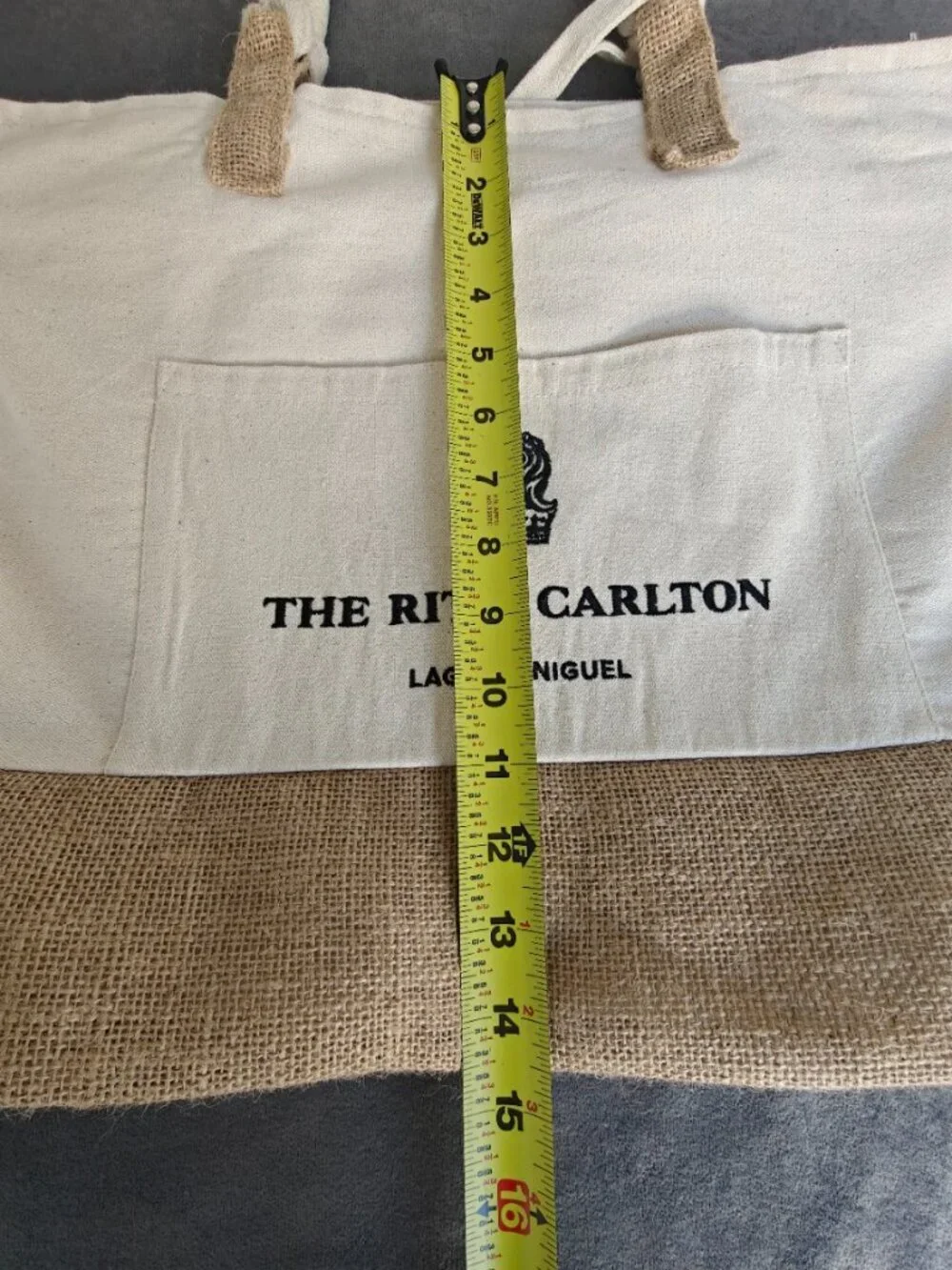 Ritz Carlton Laguna Niguel Canvas Jute Tote Bag Rope Handles Beach Travel